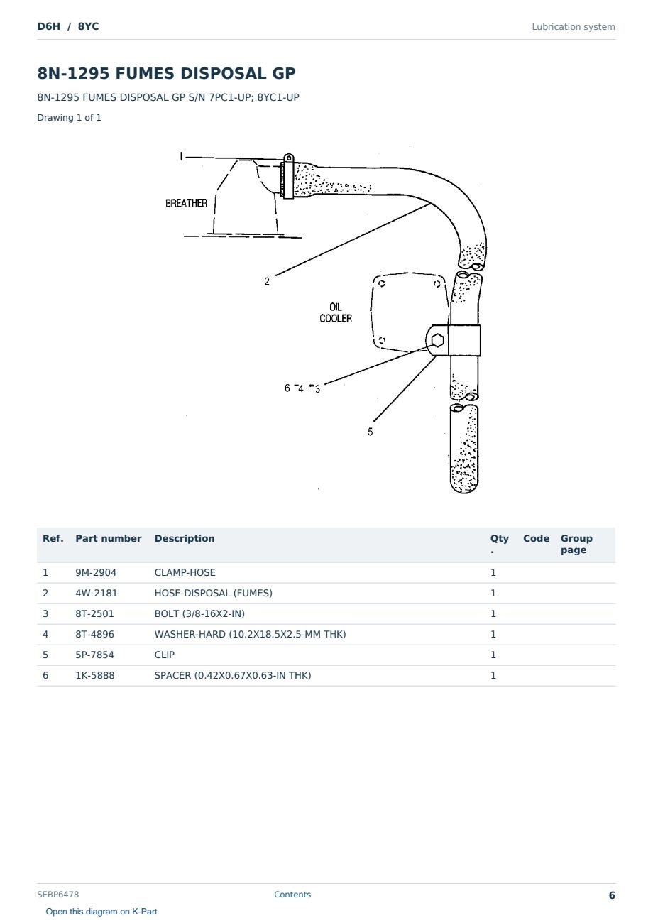 Caterpillar D6H S/N 8YC Partsbook SEBP6478 (English) - sample page 6 of 10 Caterpillar D6H S/N 8YC Partsbook SEBP6478 (English) - sample page 6 of 10