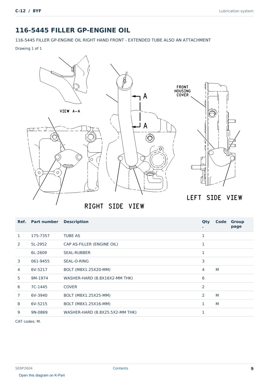 Caterpillar C-12 S/N 8YF Partsbook SEBP2604 (English) - sample page 9 of 10 Caterpillar C-12 S/N 8YF Partsbook SEBP2604 (English) - sample page 9 of 10