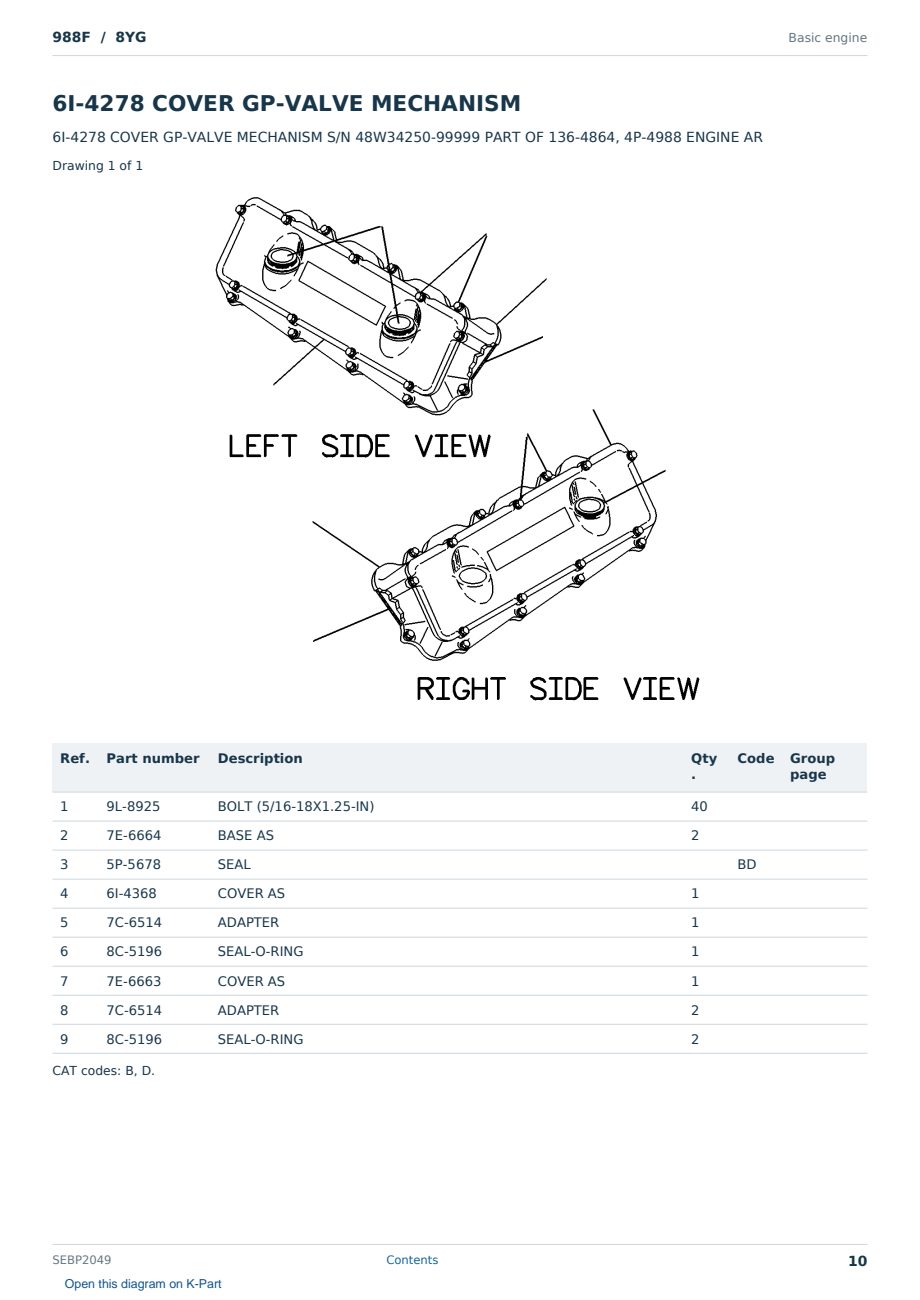 Caterpillar 988F S/N 8YG Partsbook SEBP2049 (English) - sample page 10 of 10 Caterpillar 988F S/N 8YG Partsbook SEBP2049 (English) - sample page 10 of 10