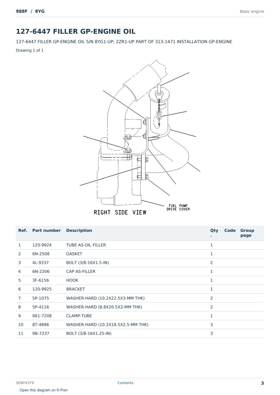 Caterpillar 988F S/N 8YG Partsbook SEBP4379 (English) - sample page 3 of 10 Caterpillar 988F S/N 8YG Partsbook SEBP4379 (English) - sample page 3 of 10
