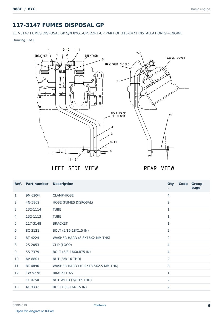 Caterpillar 988F S/N 8YG Partsbook SEBP4379 (English) - sample page 6 of 10 Caterpillar 988F S/N 8YG Partsbook SEBP4379 (English) - sample page 6 of 10