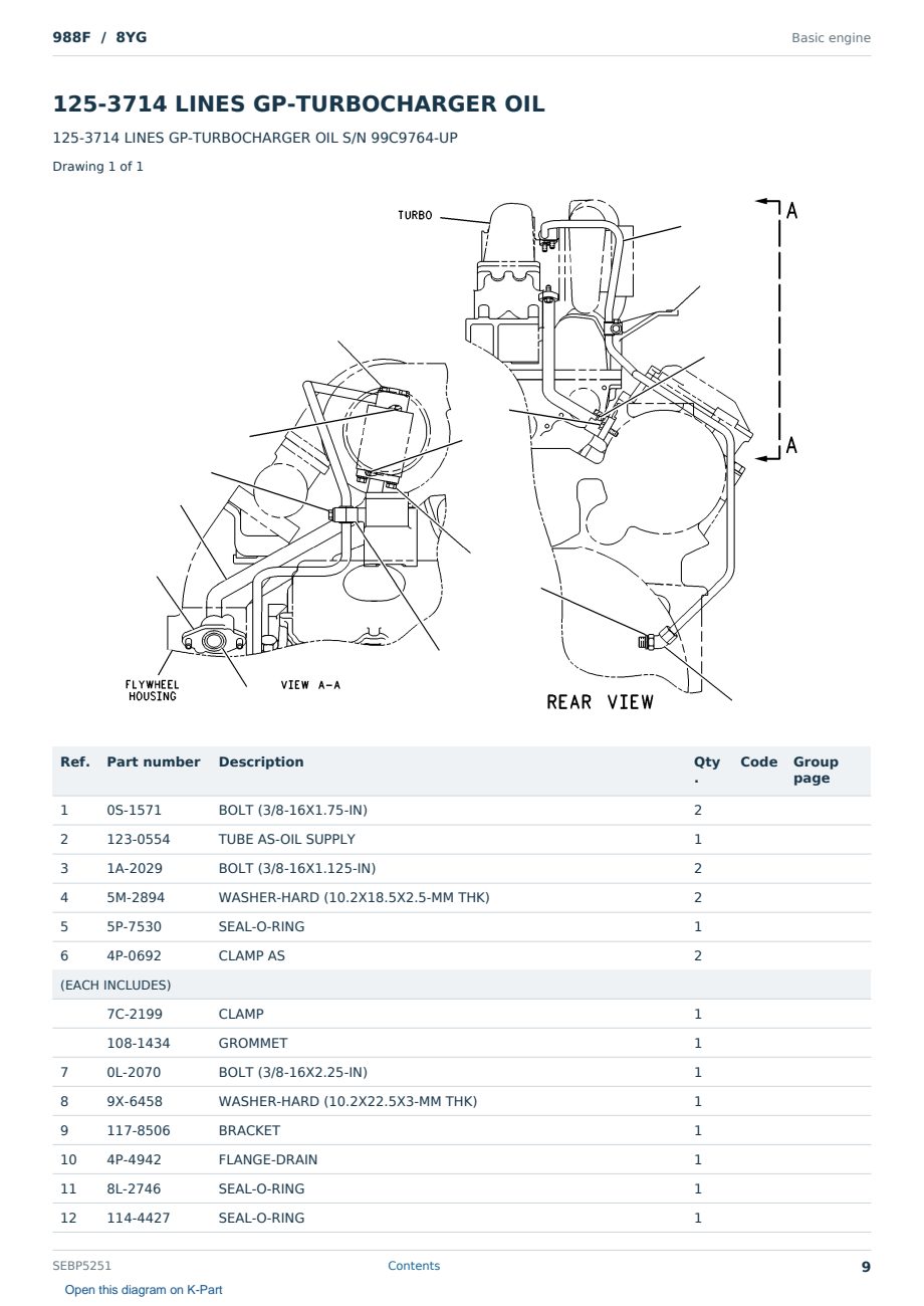 Caterpillar 988F S/N 8YG Partsbook SEBP5251 (English) - sample page 9 of 10 Caterpillar 988F S/N 8YG Partsbook SEBP5251 (English) - sample page 9 of 10