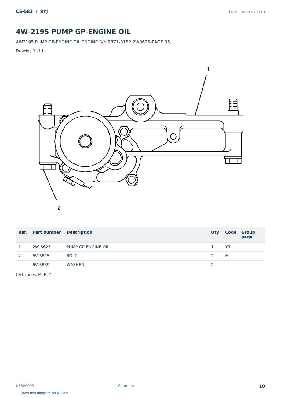 Caterpillar CS-583 S/N 8YJ Partsbook KEBP0093 (English) - sample page 10 of 10 Caterpillar CS-583 S/N 8YJ Partsbook KEBP0093 (English) - sample page 10 of 10