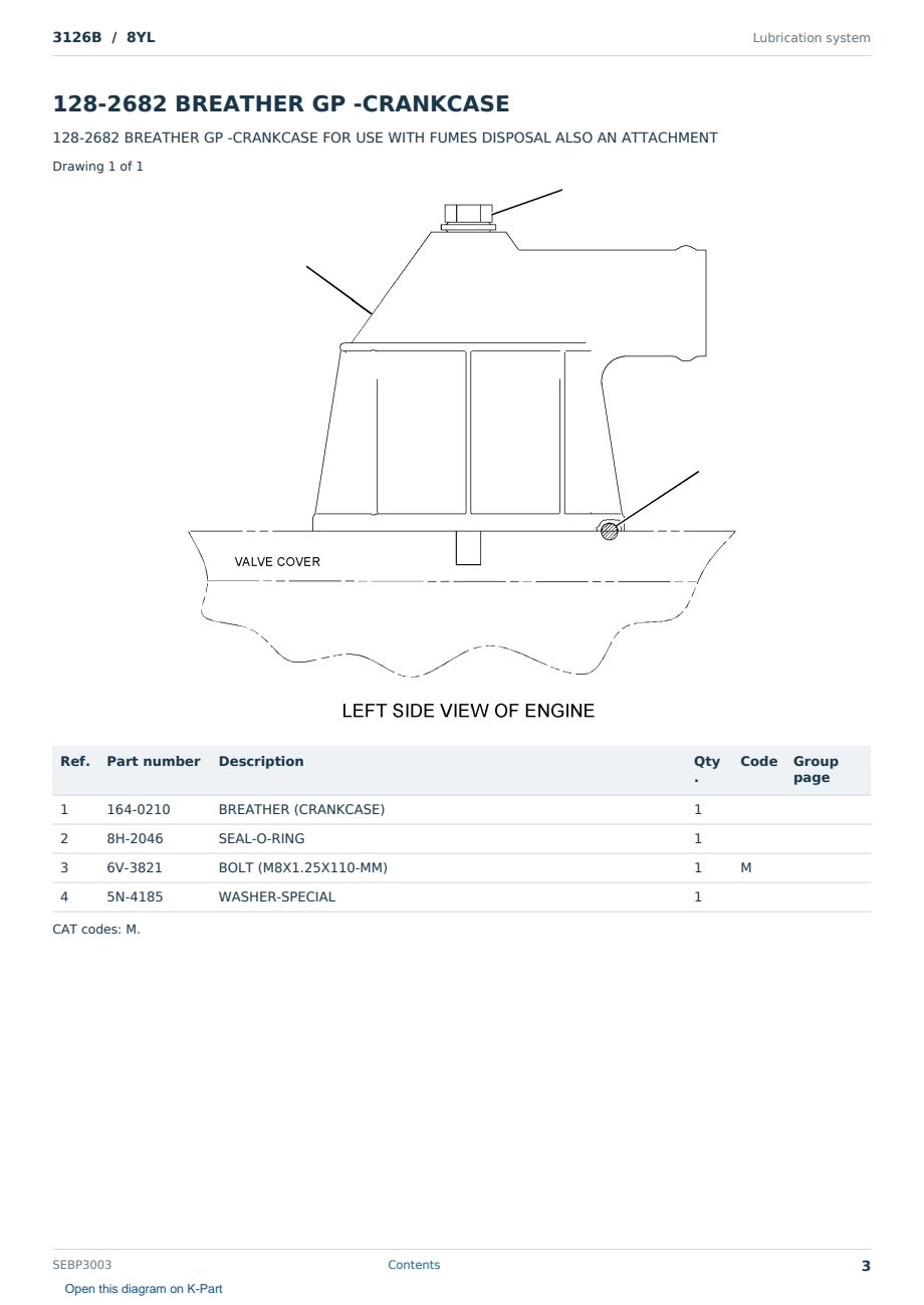 Caterpillar 3126B S/N 8YL Partsbook SEBP3003 (English) - sample page 3 of 10 Caterpillar 3126B S/N 8YL Partsbook SEBP3003 (English) - sample page 3 of 10