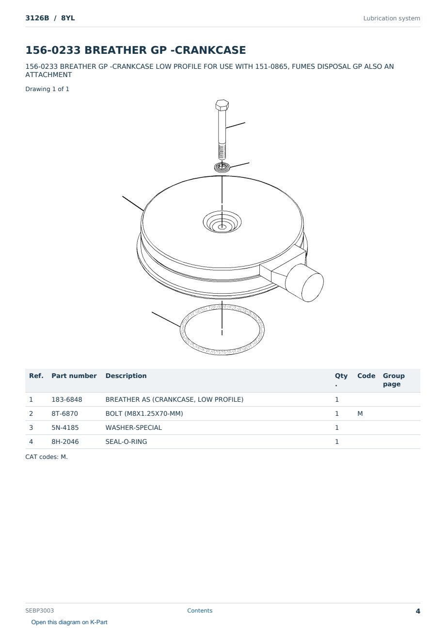 Caterpillar 3126B S/N 8YL Partsbook SEBP3003 (English) - sample page 4 of 10 Caterpillar 3126B S/N 8YL Partsbook SEBP3003 (English) - sample page 4 of 10