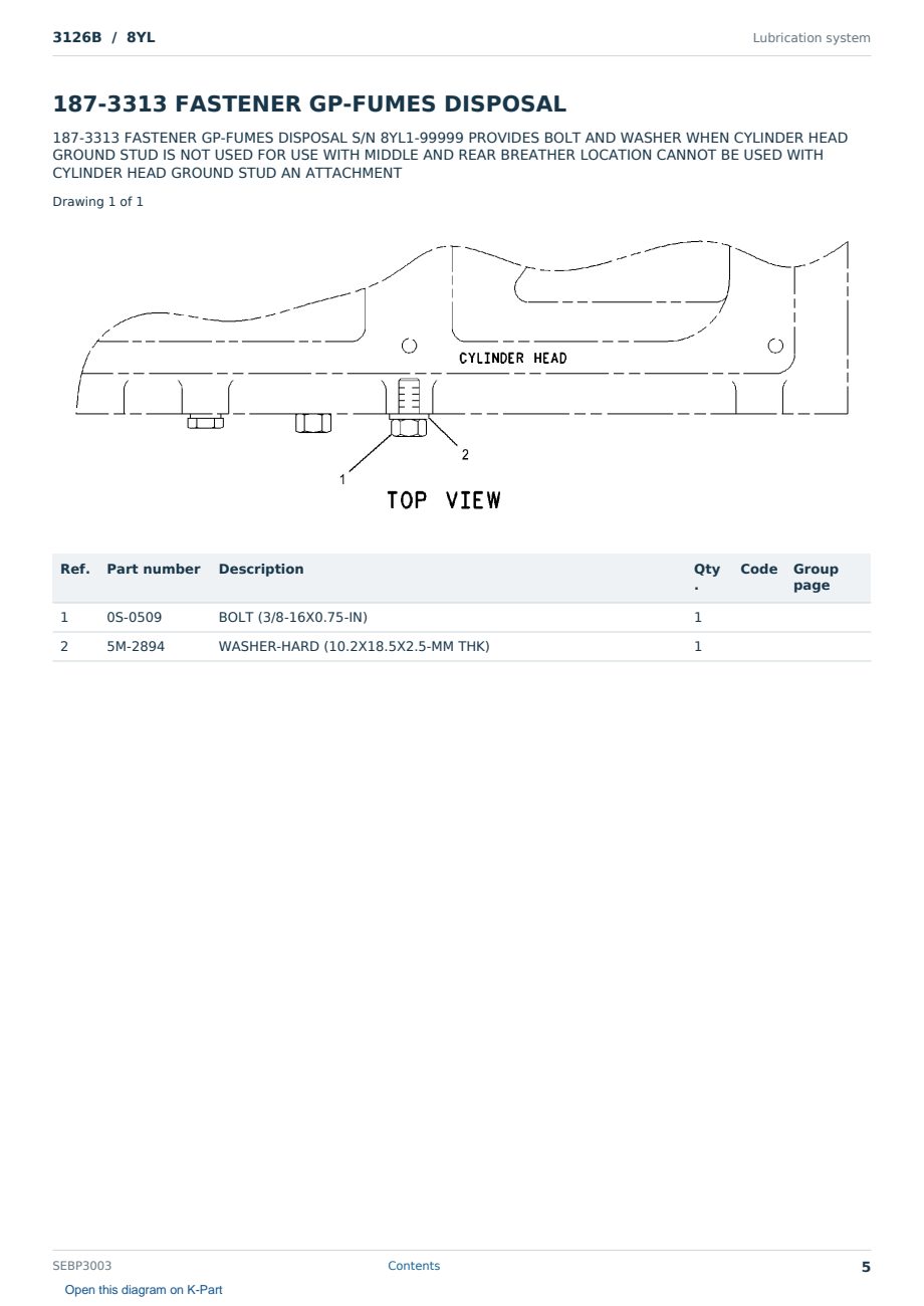 Caterpillar 3126B S/N 8YL Partsbook SEBP3003 (English) - sample page 5 of 10 Caterpillar 3126B S/N 8YL Partsbook SEBP3003 (English) - sample page 5 of 10