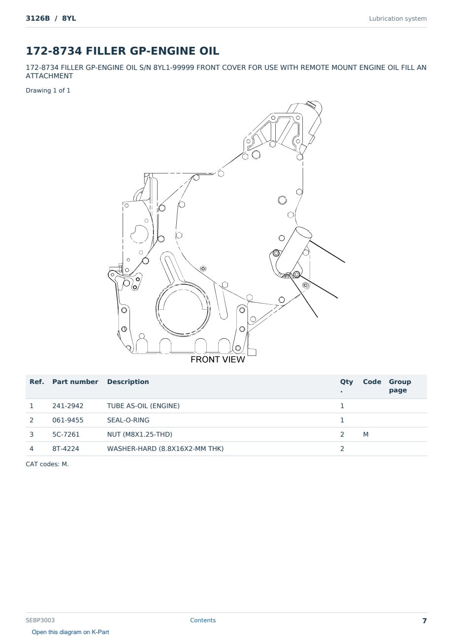 Caterpillar 3126B S/N 8YL Partsbook SEBP3003 (English) - sample page 7 of 10 Caterpillar 3126B S/N 8YL Partsbook SEBP3003 (English) - sample page 7 of 10