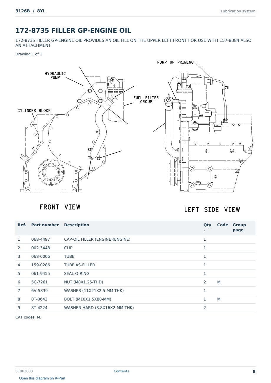 Caterpillar 3126B S/N 8YL Partsbook SEBP3003 (English) - sample page 8 of 10 Caterpillar 3126B S/N 8YL Partsbook SEBP3003 (English) - sample page 8 of 10