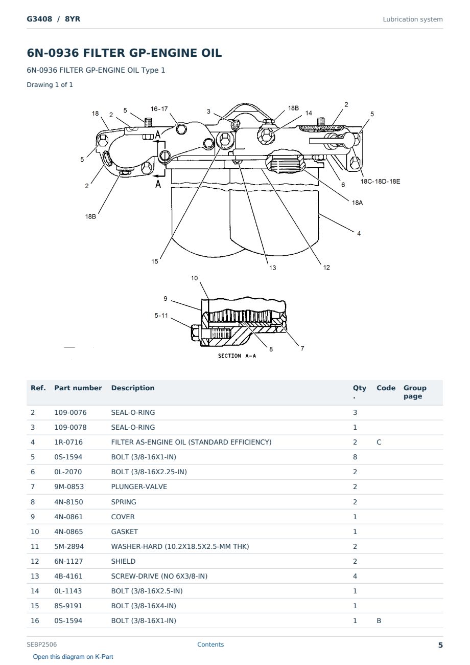 Caterpillar G3408 S/N 8YR Partsbook SEBP2506 (English) - sample page 5 of 10 Caterpillar G3408 S/N 8YR Partsbook SEBP2506 (English) - sample page 5 of 10