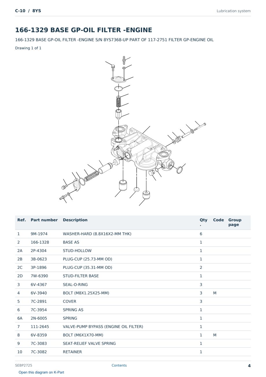 Caterpillar C-10 S/N 8YS Partsbook SEBP2725 (English) - sample page 4 of 10 Caterpillar C-10 S/N 8YS Partsbook SEBP2725 (English) - sample page 4 of 10