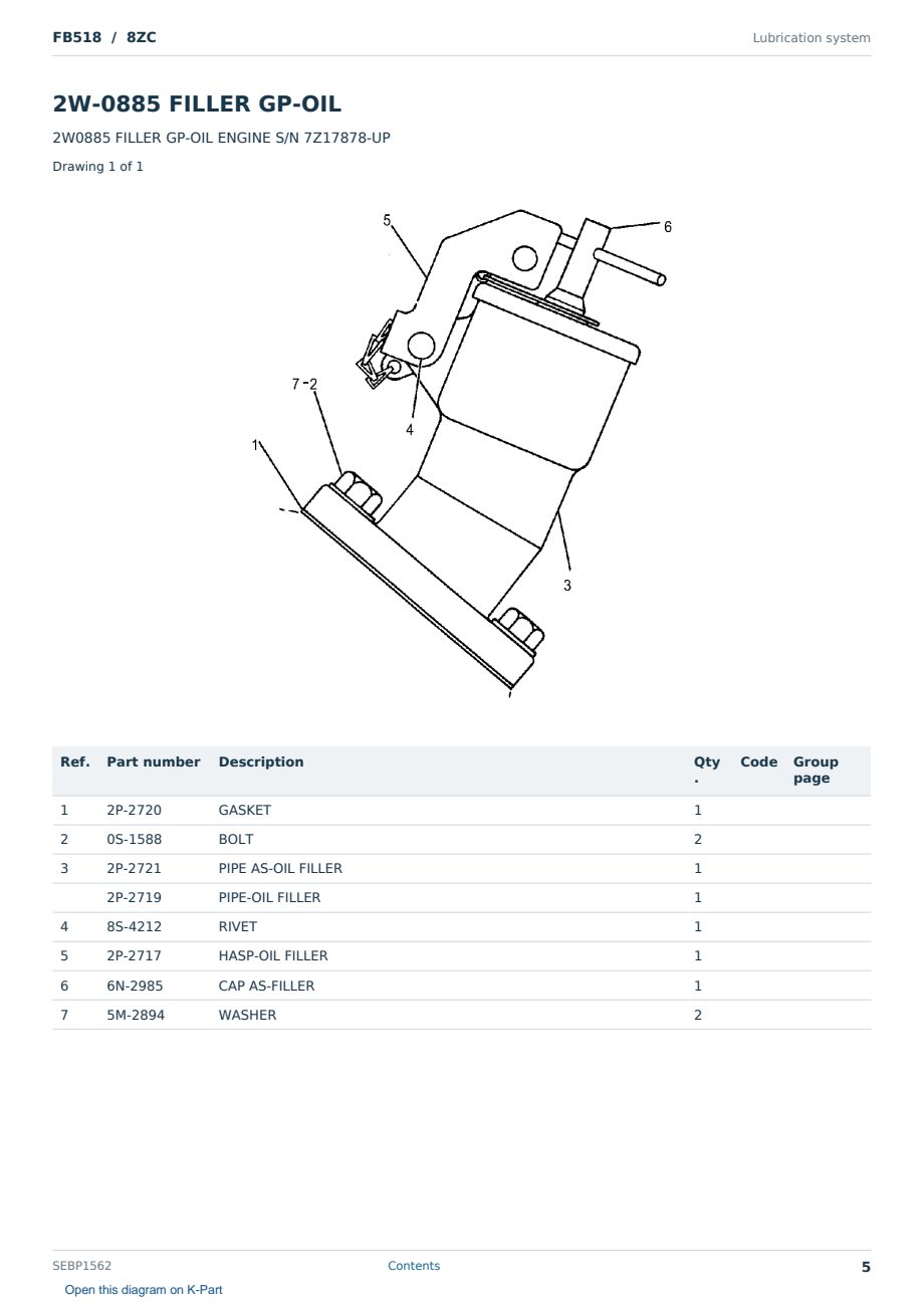 Caterpillar FB518 S/N 8ZC Partsbook SEBP1562 (English) - sample page 5 of 10 Caterpillar FB518 S/N 8ZC Partsbook SEBP1562 (English) - sample page 5 of 10