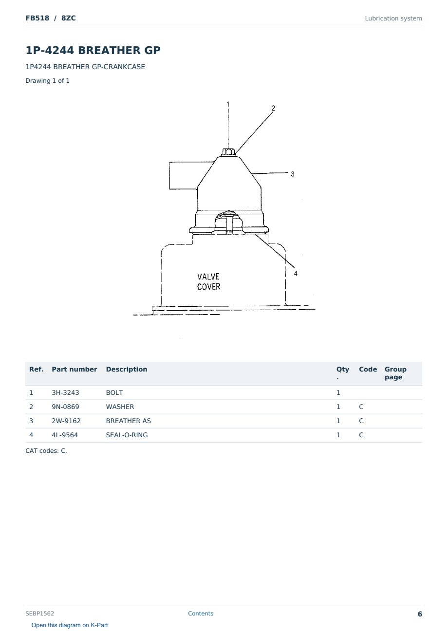 Caterpillar FB518 S/N 8ZC Partsbook SEBP1562 (English) - sample page 6 of 10 Caterpillar FB518 S/N 8ZC Partsbook SEBP1562 (English) - sample page 6 of 10