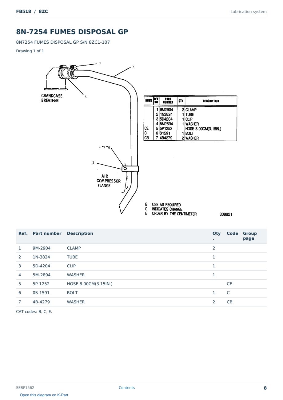 Caterpillar FB518 S/N 8ZC Partsbook SEBP1562 (English) - sample page 8 of 10 Caterpillar FB518 S/N 8ZC Partsbook SEBP1562 (English) - sample page 8 of 10