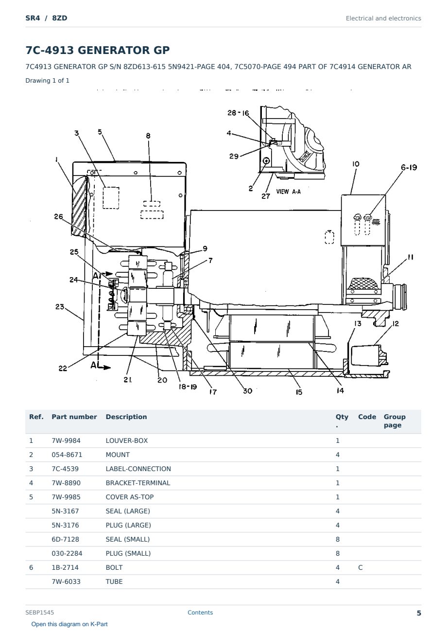 Caterpillar SR4 S/N 8ZD Partsbook SEBP1545 (English) - sample page 5 of 10 Caterpillar SR4 S/N 8ZD Partsbook SEBP1545 (English) - sample page 5 of 10