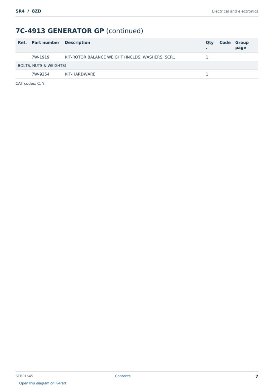 Caterpillar SR4 S/N 8ZD Partsbook SEBP1545 (English) - sample page 7 of 10 Caterpillar SR4 S/N 8ZD Partsbook SEBP1545 (English) - sample page 7 of 10