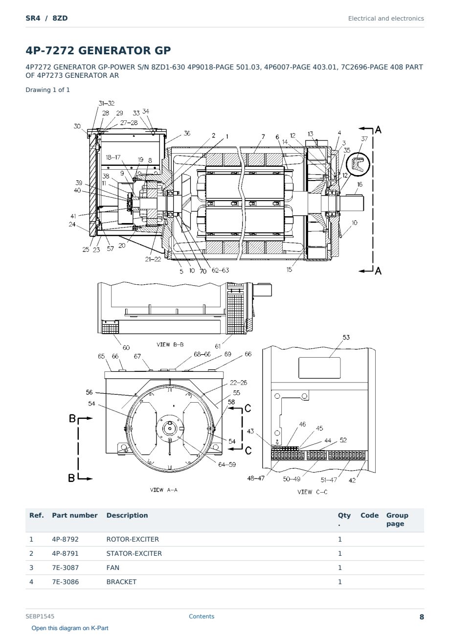 Caterpillar SR4 S/N 8ZD Partsbook SEBP1545 (English) - sample page 8 of 10 Caterpillar SR4 S/N 8ZD Partsbook SEBP1545 (English) - sample page 8 of 10