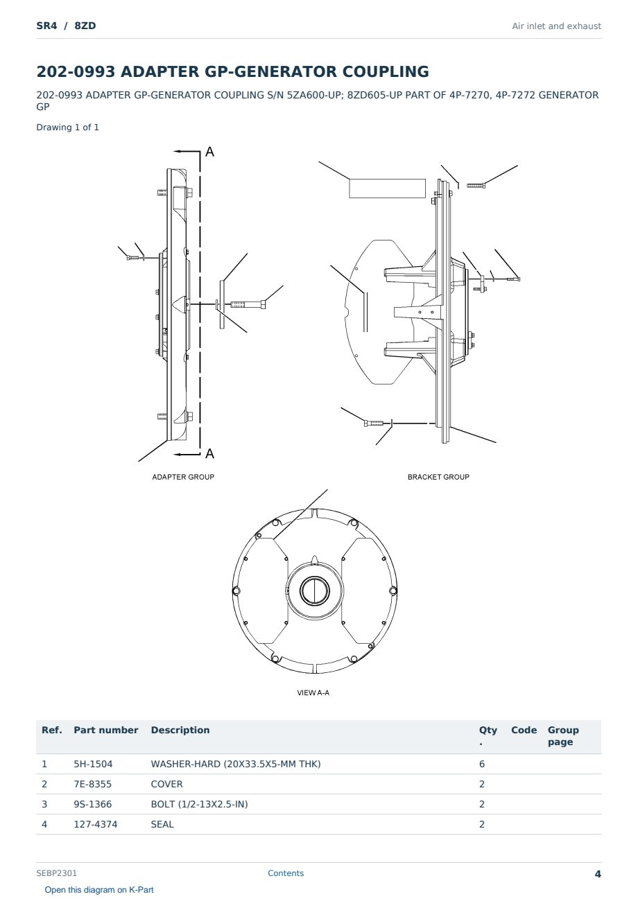 Caterpillar SR4 S/N 8ZD Partsbook SEBP2301 (English) - sample page 4 of 10 Caterpillar SR4 S/N 8ZD Partsbook SEBP2301 (English) - sample page 4 of 10
