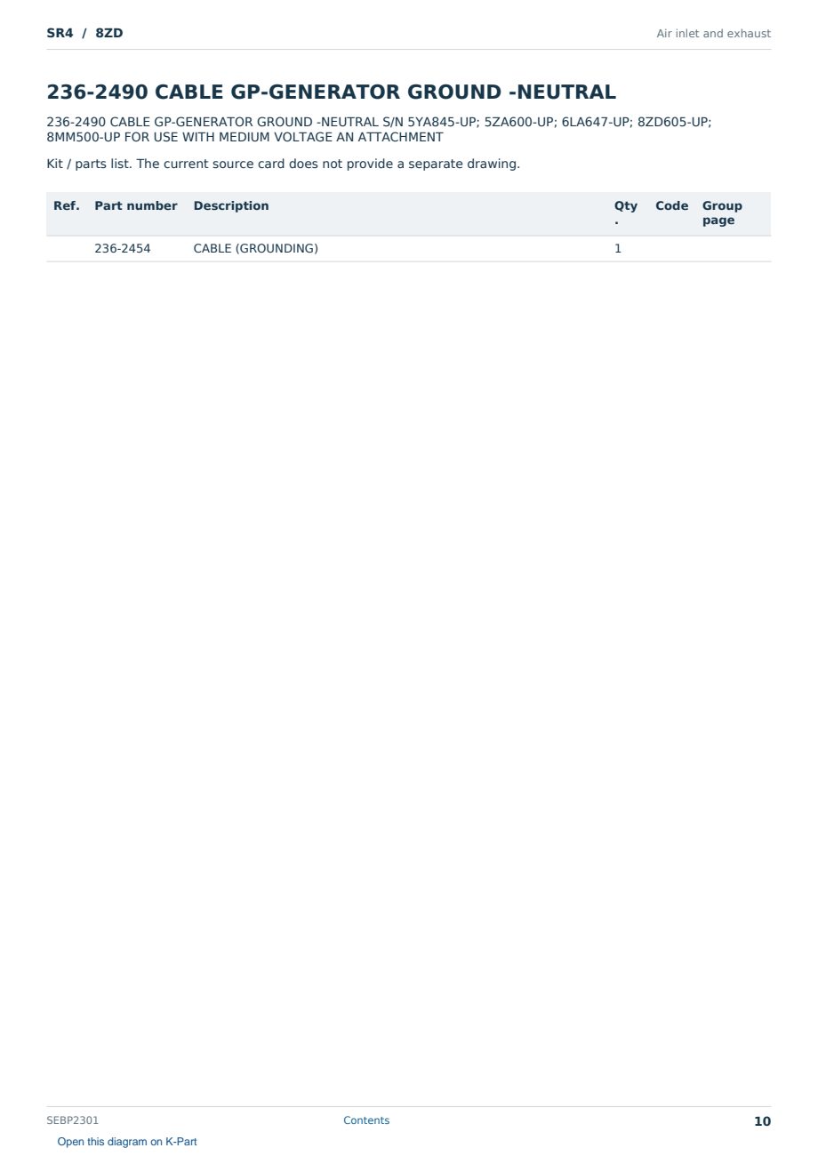 Caterpillar SR4 S/N 8ZD Partsbook SEBP2301 (English) - sample page 10 of 10 Caterpillar SR4 S/N 8ZD Partsbook SEBP2301 (English) - sample page 10 of 10