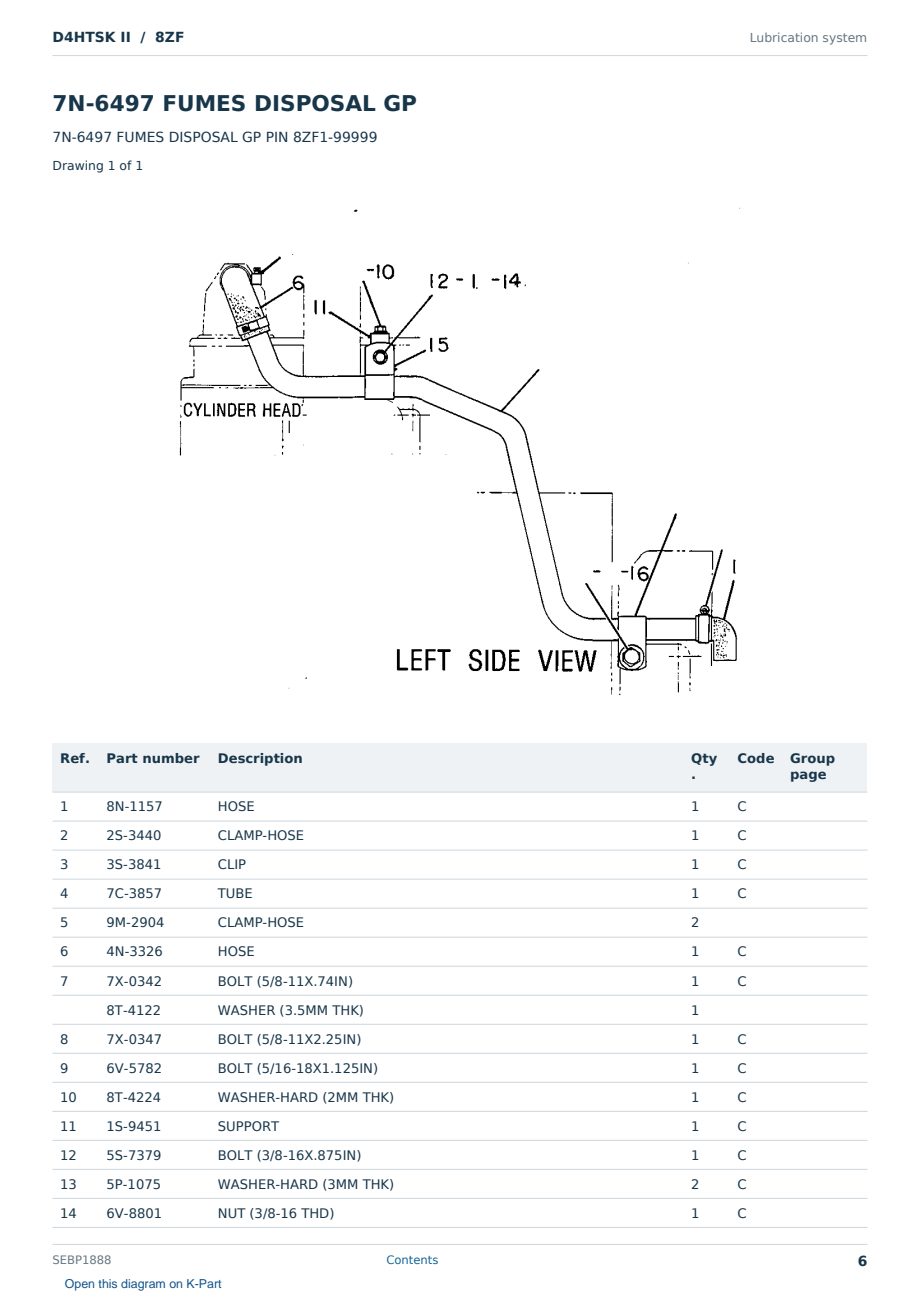 Caterpillar D4HTSK II S/N 8ZF Partsbook SEBP1888 (English) - sample page 6 of 10 Caterpillar D4HTSK II S/N 8ZF Partsbook SEBP1888 (English) - sample page 6 of 10