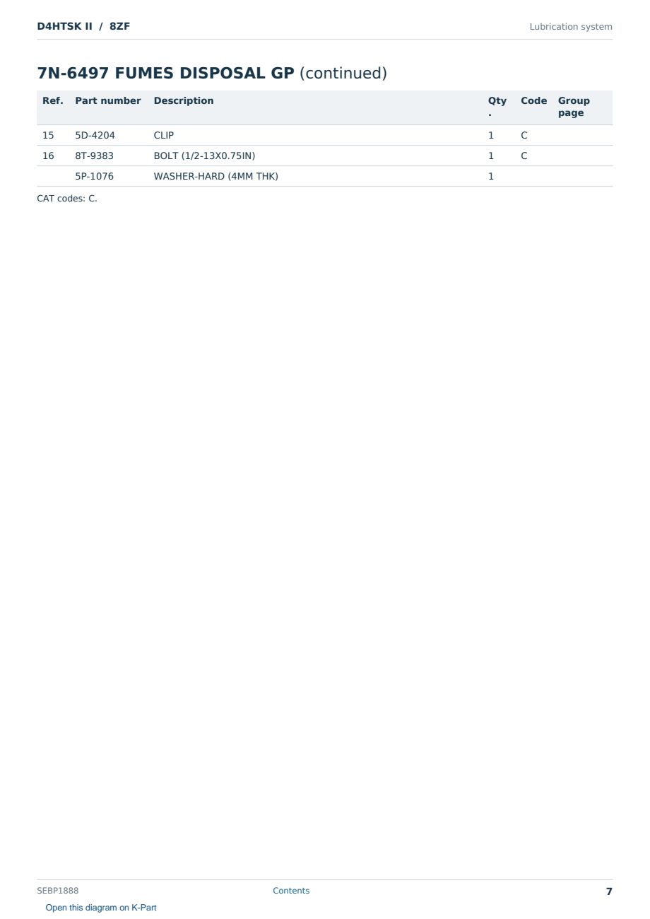 Caterpillar D4HTSK II S/N 8ZF Partsbook SEBP1888 (English) - sample page 7 of 10 Caterpillar D4HTSK II S/N 8ZF Partsbook SEBP1888 (English) - sample page 7 of 10