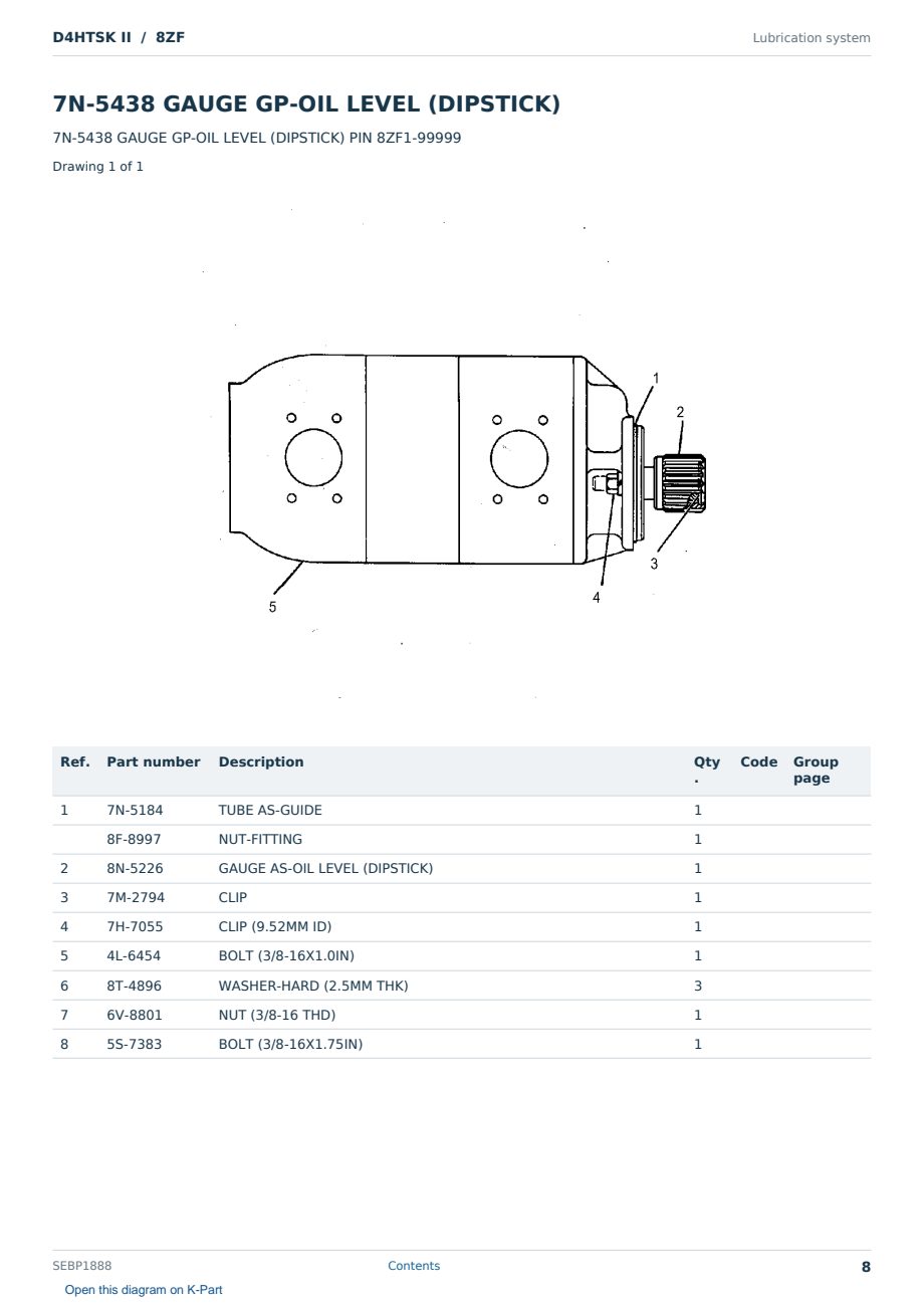 Caterpillar D4HTSK II S/N 8ZF Partsbook SEBP1888 (English) - sample page 8 of 10 Caterpillar D4HTSK II S/N 8ZF Partsbook SEBP1888 (English) - sample page 8 of 10