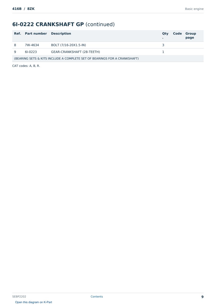 Caterpillar 416B S/N 8ZK Partsbook SEBP2202 (English) - sample page 9 of 10 Caterpillar 416B S/N 8ZK Partsbook SEBP2202 (English) - sample page 9 of 10