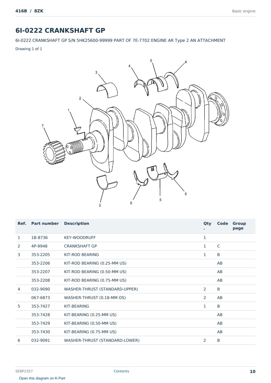Caterpillar 416B S/N 8ZK Partsbook SEBP2357 (English) - sample page 10 of 10 Caterpillar 416B S/N 8ZK Partsbook SEBP2357 (English) - sample page 10 of 10