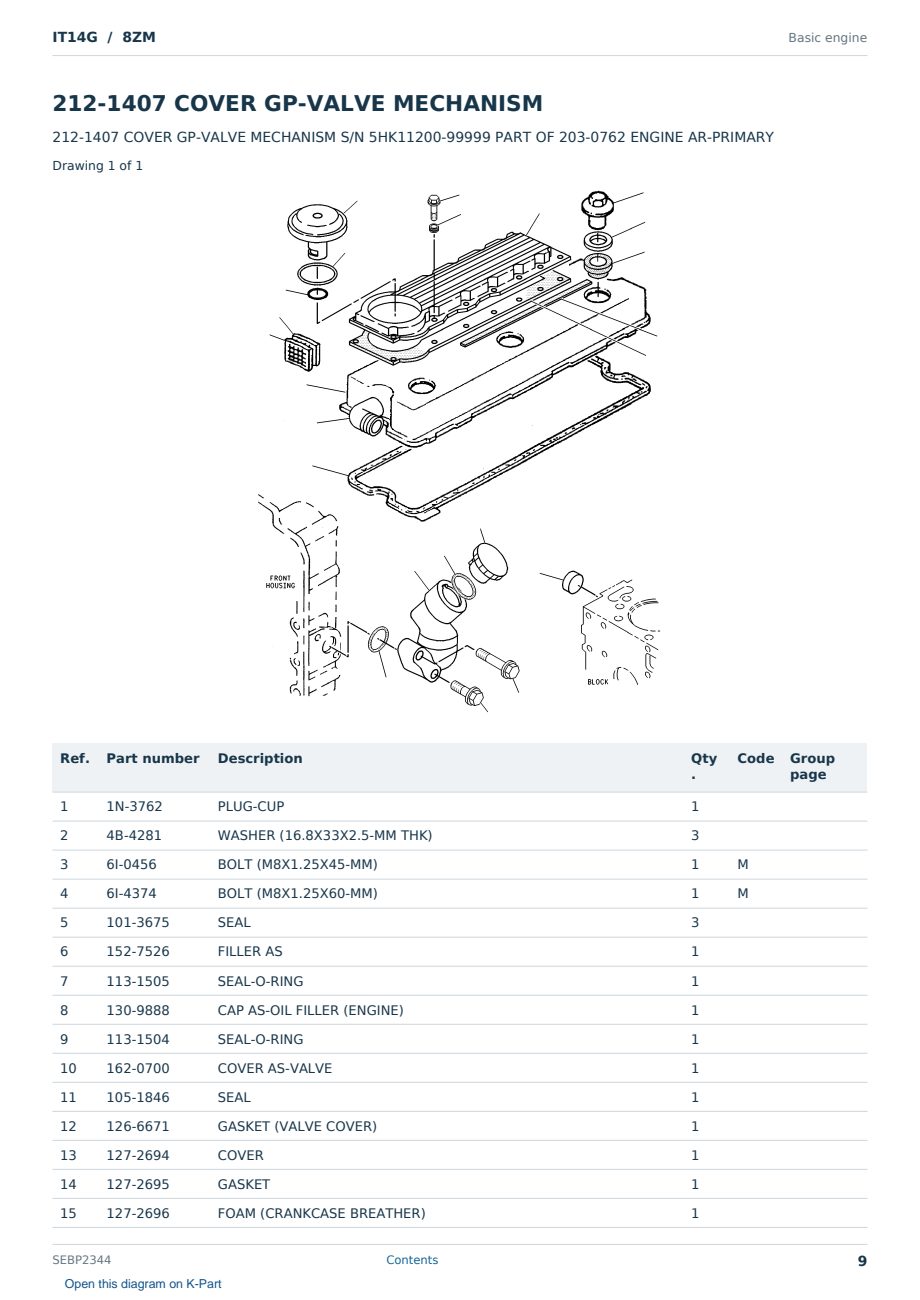 Caterpillar IT14G S/N 8ZM Partsbook SEBP2344 (English) - sample page 9 of 10 Caterpillar IT14G S/N 8ZM Partsbook SEBP2344 (English) - sample page 9 of 10
