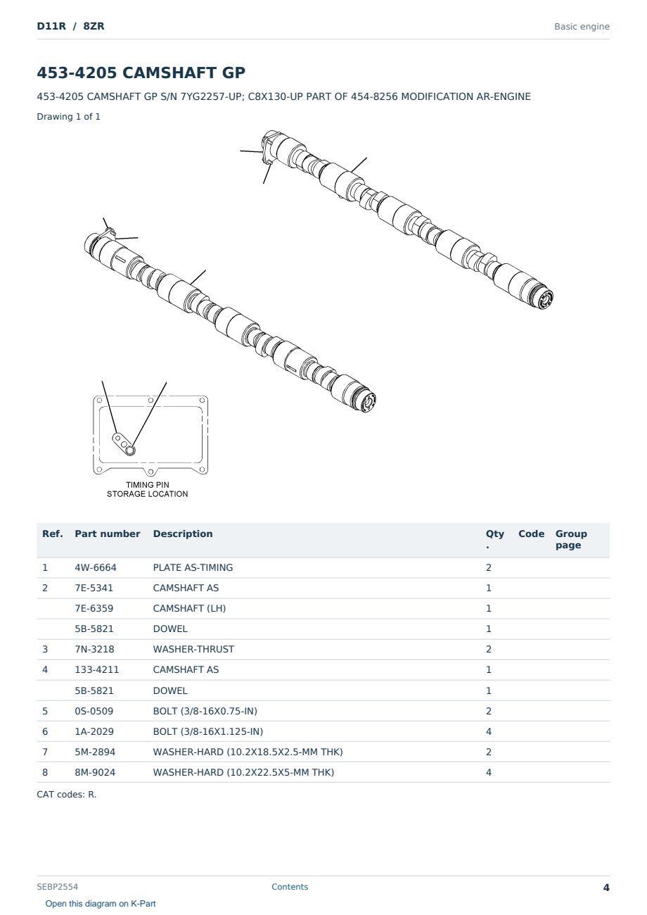 Caterpillar D11R S/N 8ZR Partsbook SEBP2554 (English) - sample page 4 of 10 Caterpillar D11R S/N 8ZR Partsbook SEBP2554 (English) - sample page 4 of 10