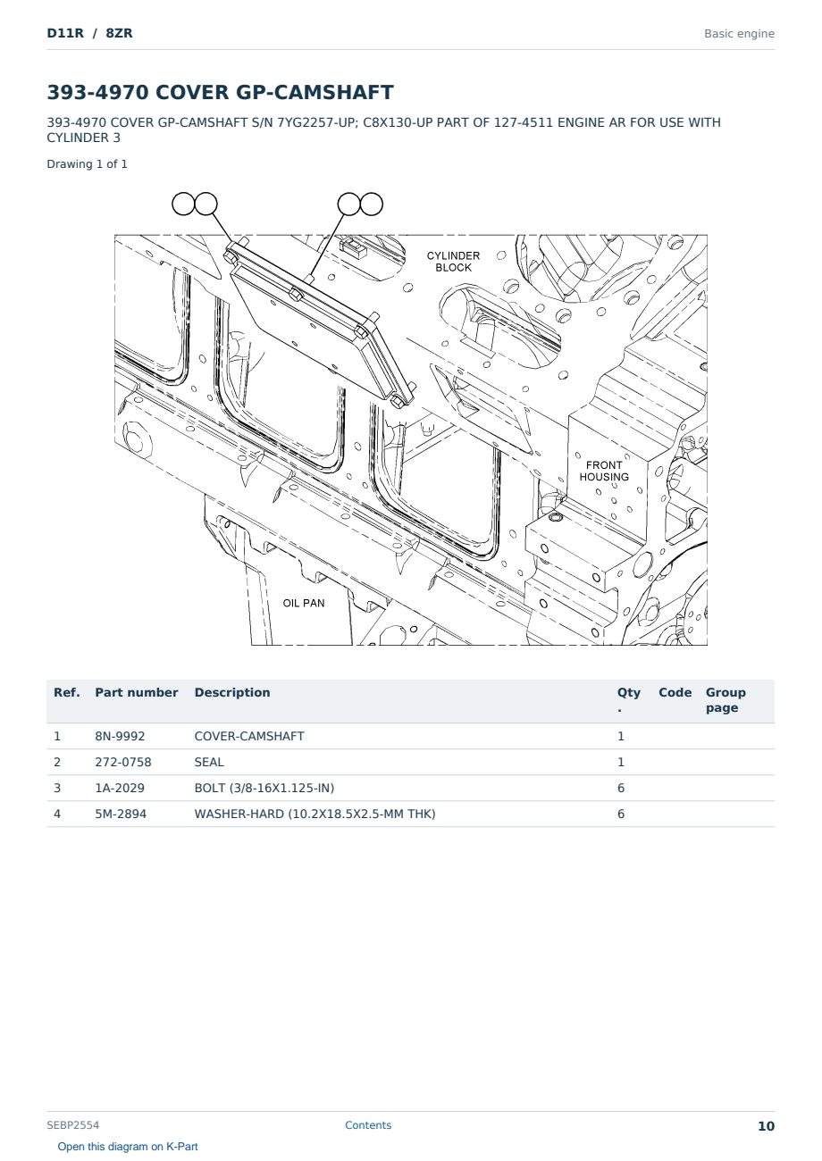 Caterpillar D11R S/N 8ZR Partsbook SEBP2554 (English) - sample page 10 of 10 Caterpillar D11R S/N 8ZR Partsbook SEBP2554 (English) - sample page 10 of 10