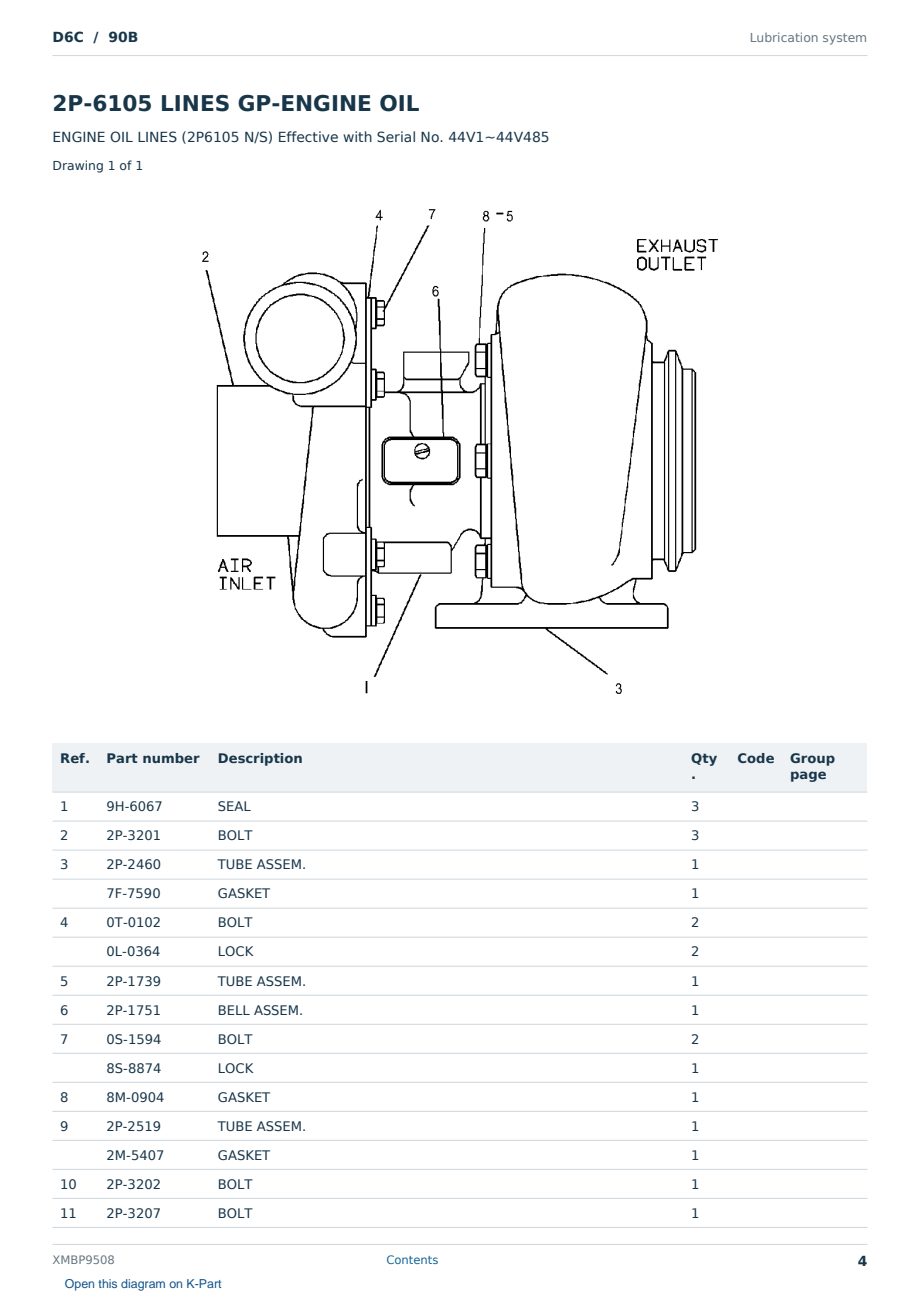 Caterpillar D6C S/N 90B Partsbook XMBP9508 (English) - sample page 4 of 10 Caterpillar D6C S/N 90B Partsbook XMBP9508 (English) - sample page 4 of 10