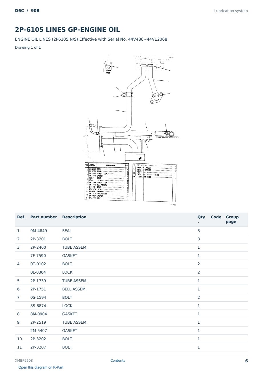 Caterpillar D6C S/N 90B Partsbook XMBP9508 (English) - sample page 6 of 10 Caterpillar D6C S/N 90B Partsbook XMBP9508 (English) - sample page 6 of 10