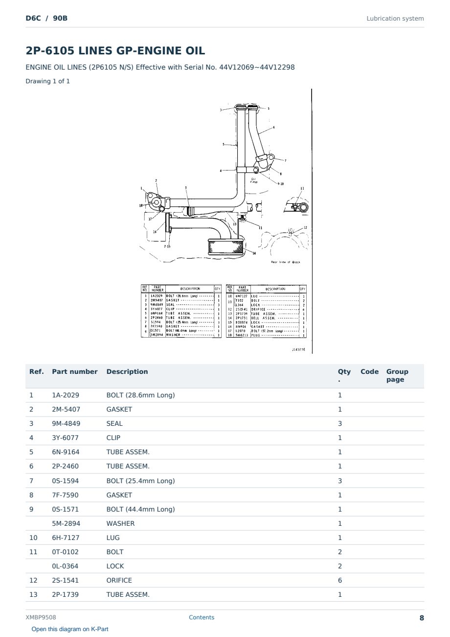 Caterpillar D6C S/N 90B Partsbook XMBP9508 (English) - sample page 8 of 10 Caterpillar D6C S/N 90B Partsbook XMBP9508 (English) - sample page 8 of 10