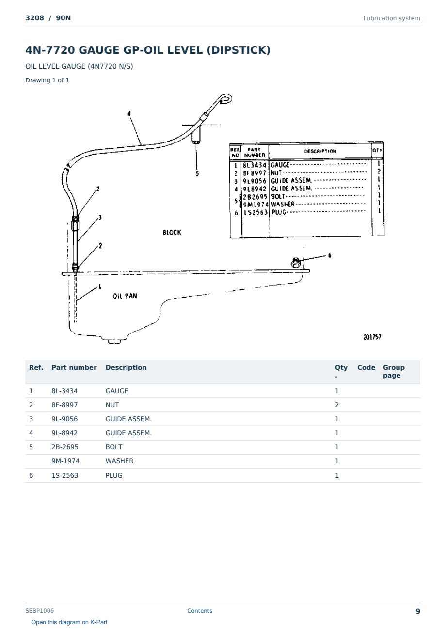 Caterpillar 3208 S/N 90N Partsbook SEBP1006 (English) - sample page 9 of 10 Caterpillar 3208 S/N 90N Partsbook SEBP1006 (English) - sample page 9 of 10