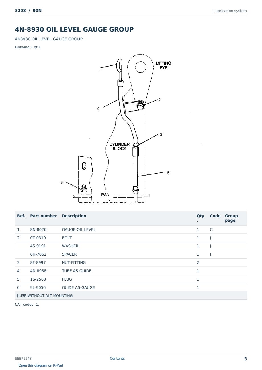Caterpillar 3208 S/N 90N Partsbook SEBP1243 (English) - sample page 3 of 10 Caterpillar 3208 S/N 90N Partsbook SEBP1243 (English) - sample page 3 of 10