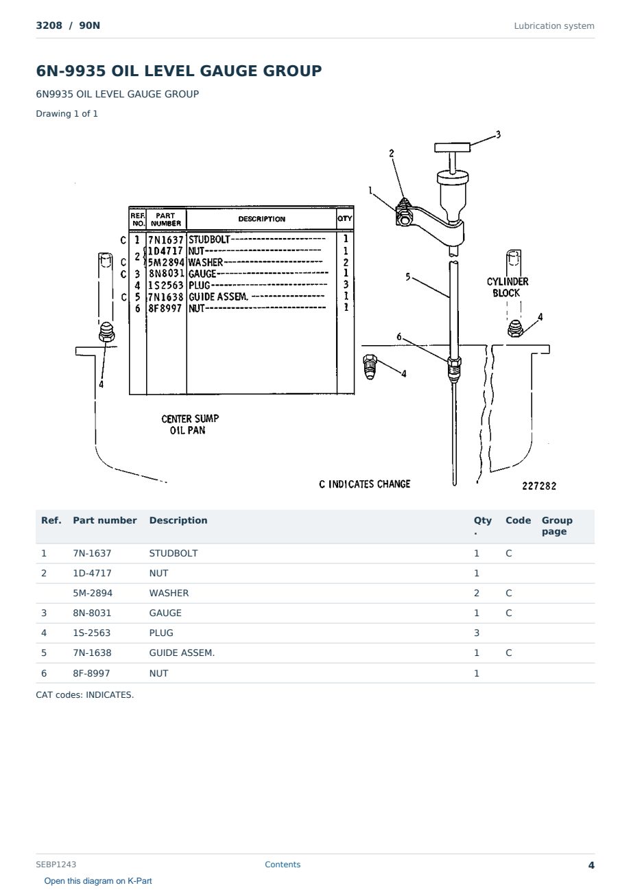Caterpillar 3208 S/N 90N Partsbook SEBP1243 (English) - sample page 4 of 10 Caterpillar 3208 S/N 90N Partsbook SEBP1243 (English) - sample page 4 of 10