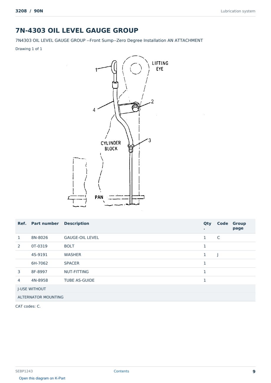 Caterpillar 3208 S/N 90N Partsbook SEBP1243 (English) - sample page 9 of 10 Caterpillar 3208 S/N 90N Partsbook SEBP1243 (English) - sample page 9 of 10