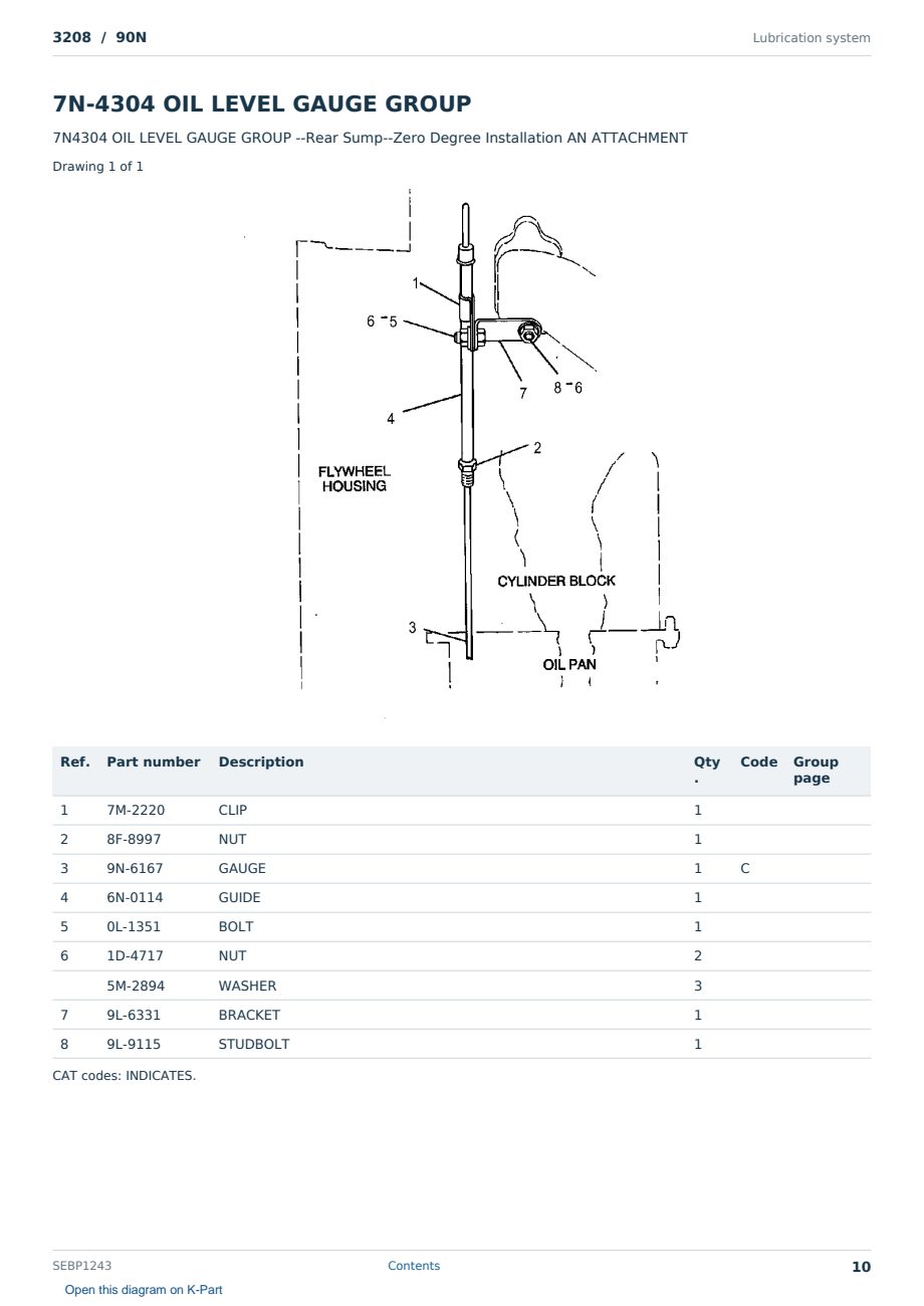 Caterpillar 3208 S/N 90N Partsbook SEBP1243 (English) - sample page 10 of 10 Caterpillar 3208 S/N 90N Partsbook SEBP1243 (English) - sample page 10 of 10