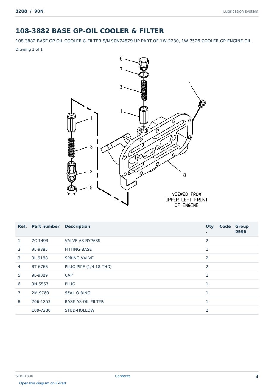 Caterpillar 3208 S/N 90N Partsbook SEBP1306 (English) - sample page 3 of 10 Caterpillar 3208 S/N 90N Partsbook SEBP1306 (English) - sample page 3 of 10