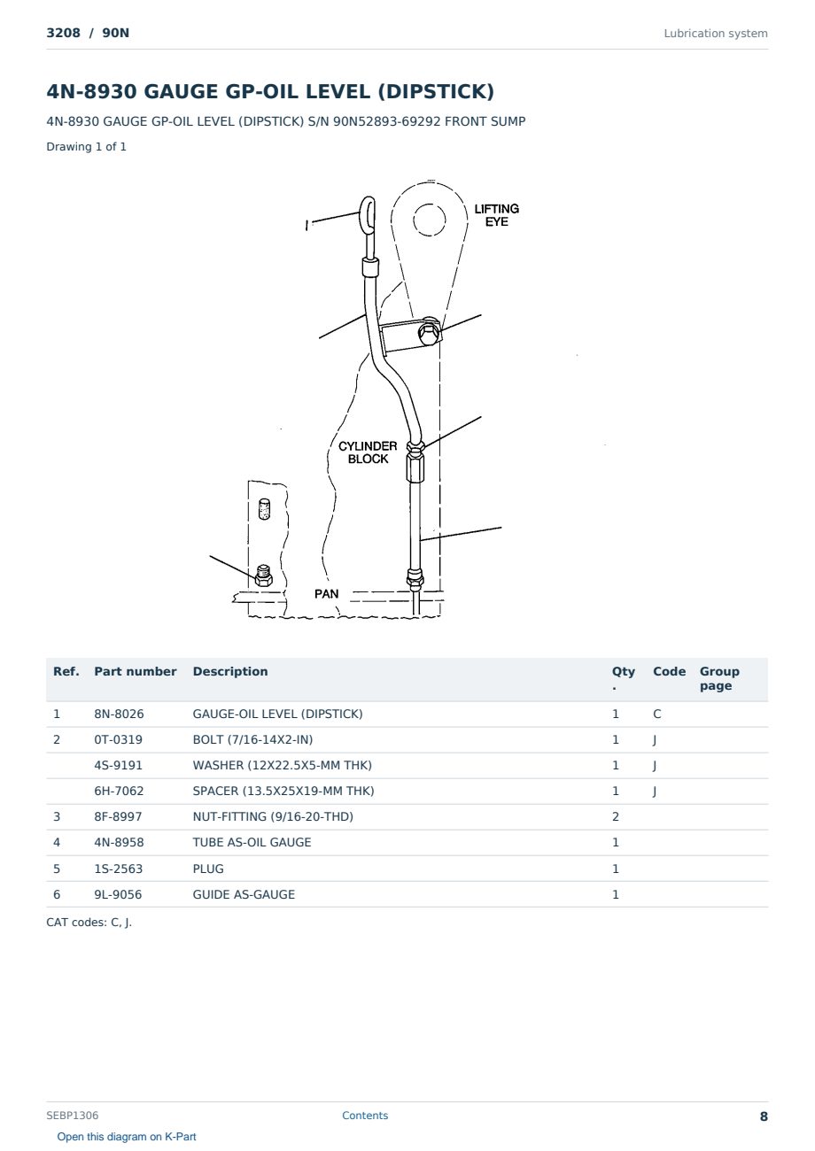 Caterpillar 3208 S/N 90N Partsbook SEBP1306 (English) - sample page 8 of 10 Caterpillar 3208 S/N 90N Partsbook SEBP1306 (English) - sample page 8 of 10