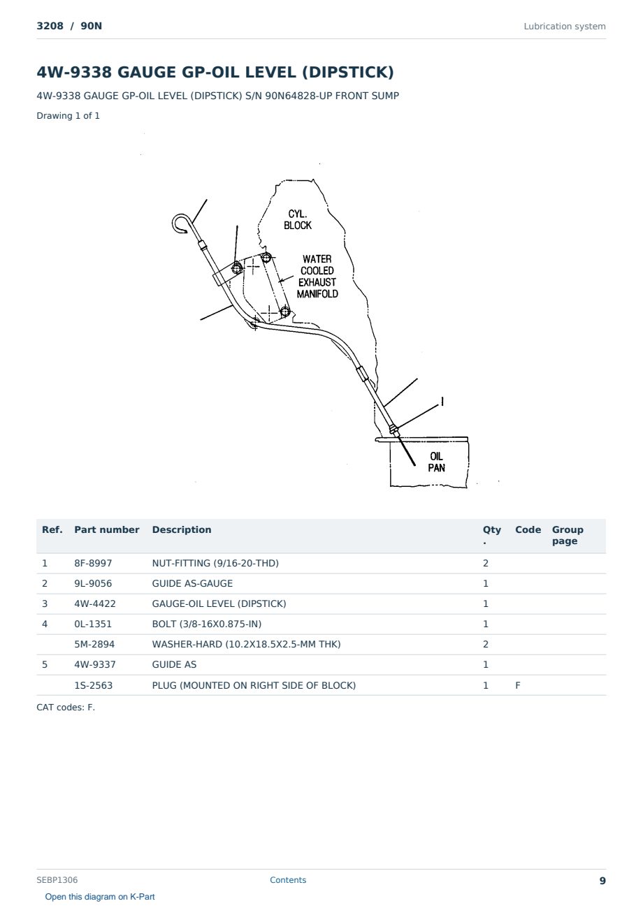 Caterpillar 3208 S/N 90N Partsbook SEBP1306 (English) - sample page 9 of 10 Caterpillar 3208 S/N 90N Partsbook SEBP1306 (English) - sample page 9 of 10