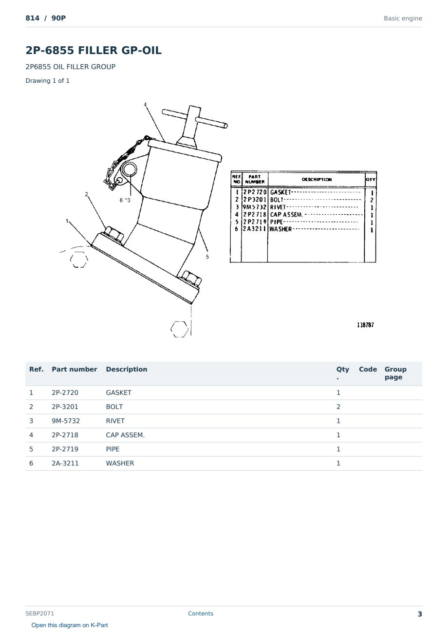 Caterpillar 814 S/N 90P Partsbook SEBP2071 (English) - sample page 3 of 10 Caterpillar 814 S/N 90P Partsbook SEBP2071 (English) - sample page 3 of 10