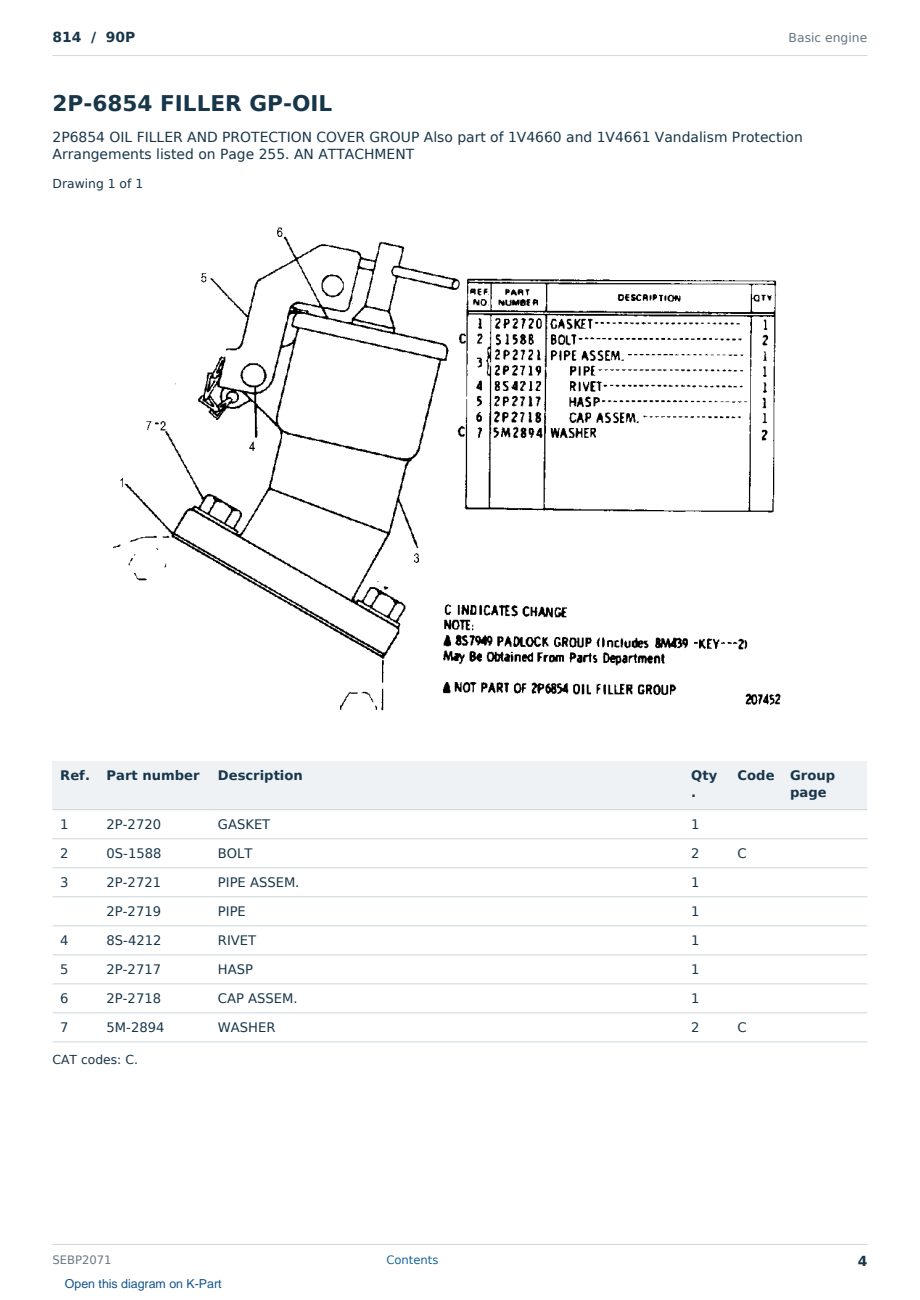 Caterpillar 814 S/N 90P Partsbook SEBP2071 (English) - sample page 4 of 10 Caterpillar 814 S/N 90P Partsbook SEBP2071 (English) - sample page 4 of 10