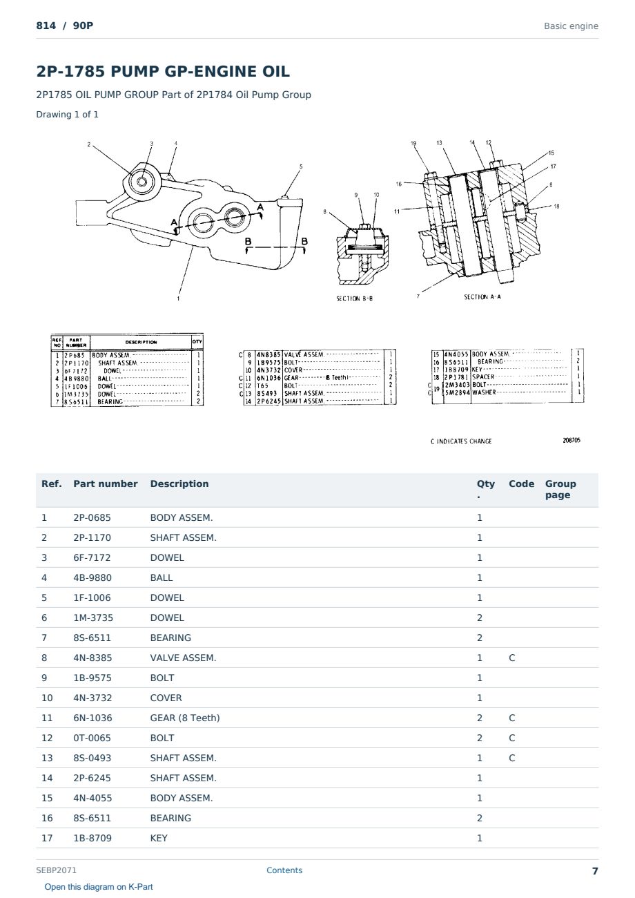 Caterpillar 814 S/N 90P Partsbook SEBP2071 (English) - sample page 7 of 10 Caterpillar 814 S/N 90P Partsbook SEBP2071 (English) - sample page 7 of 10