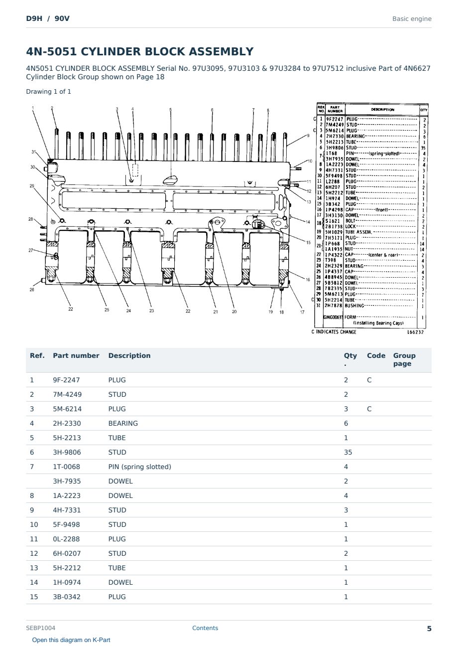 Caterpillar D9H S/N 90V Partsbook SEBP1004 (English) - sample page 5 of 10 Caterpillar D9H S/N 90V Partsbook SEBP1004 (English) - sample page 5 of 10