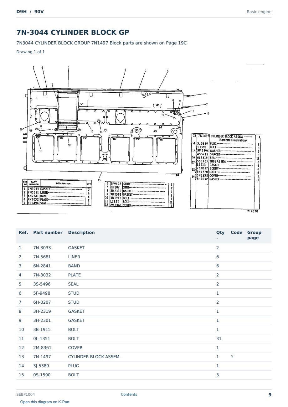 Caterpillar D9H S/N 90V Partsbook SEBP1004 (English) - sample page 9 of 10 Caterpillar D9H S/N 90V Partsbook SEBP1004 (English) - sample page 9 of 10