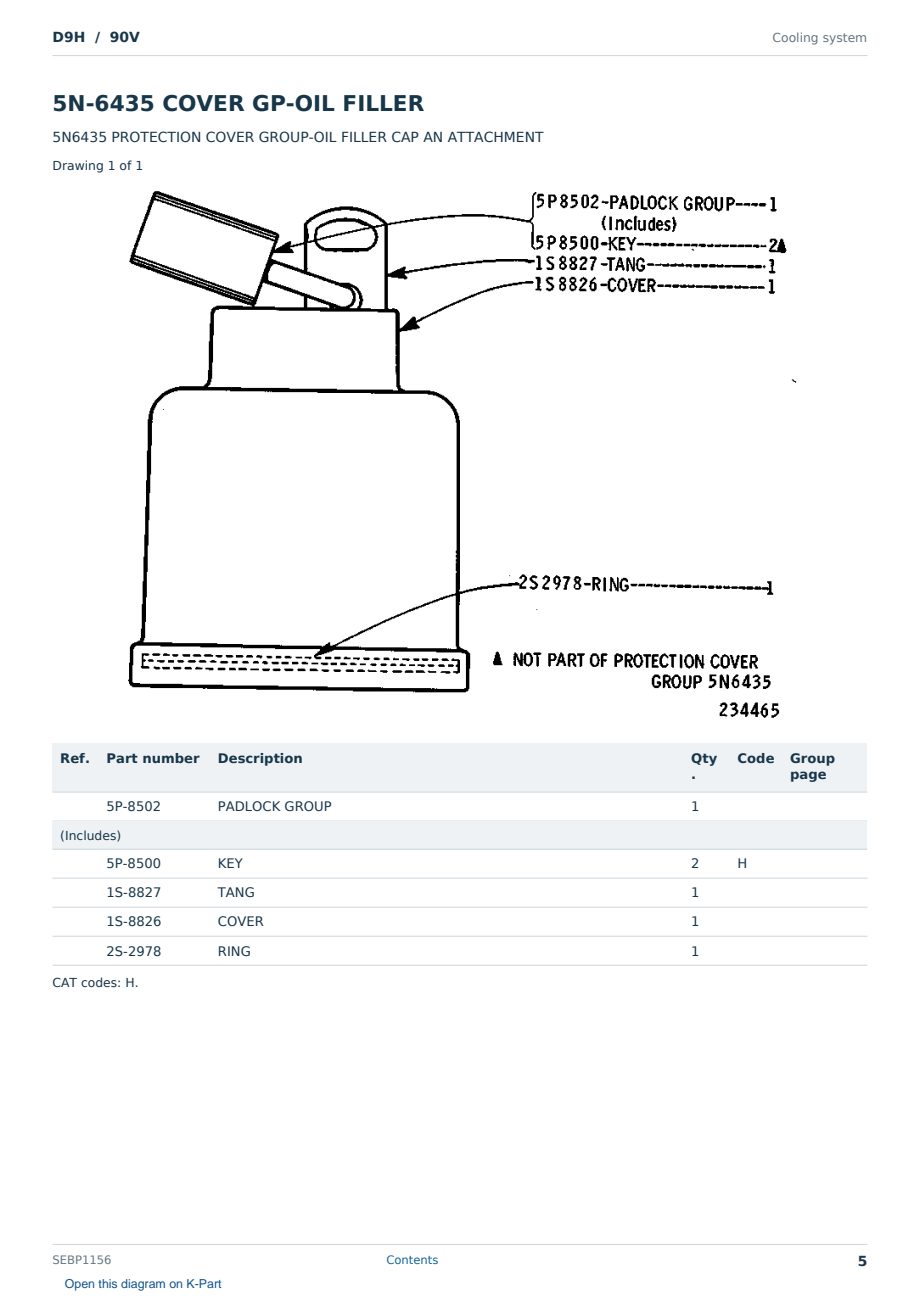 Caterpillar D9H S/N 90V Partsbook SEBP1156 (English) - sample page 5 of 10 Caterpillar D9H S/N 90V Partsbook SEBP1156 (English) - sample page 5 of 10