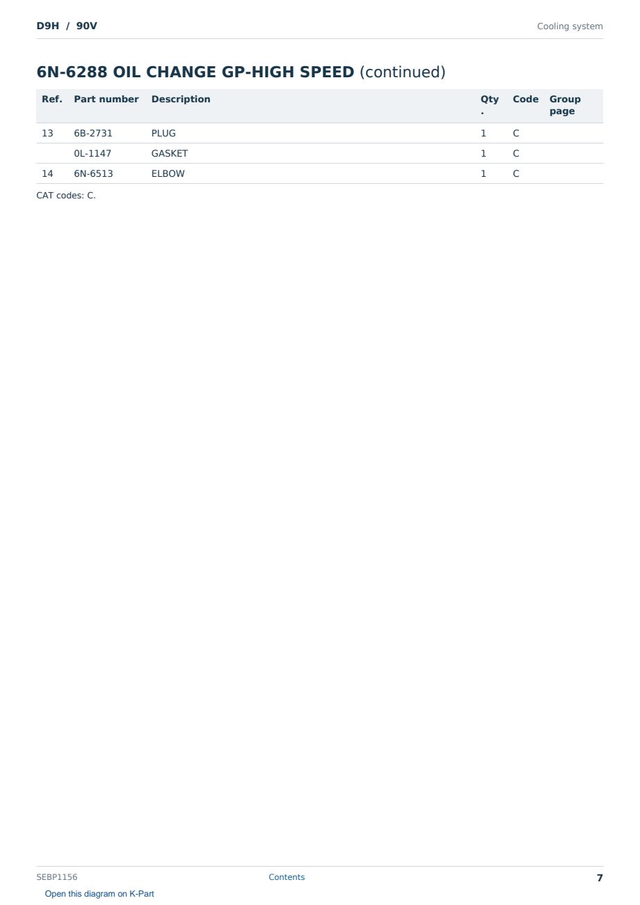 Caterpillar D9H S/N 90V Partsbook SEBP1156 (English) - sample page 7 of 10 Caterpillar D9H S/N 90V Partsbook SEBP1156 (English) - sample page 7 of 10