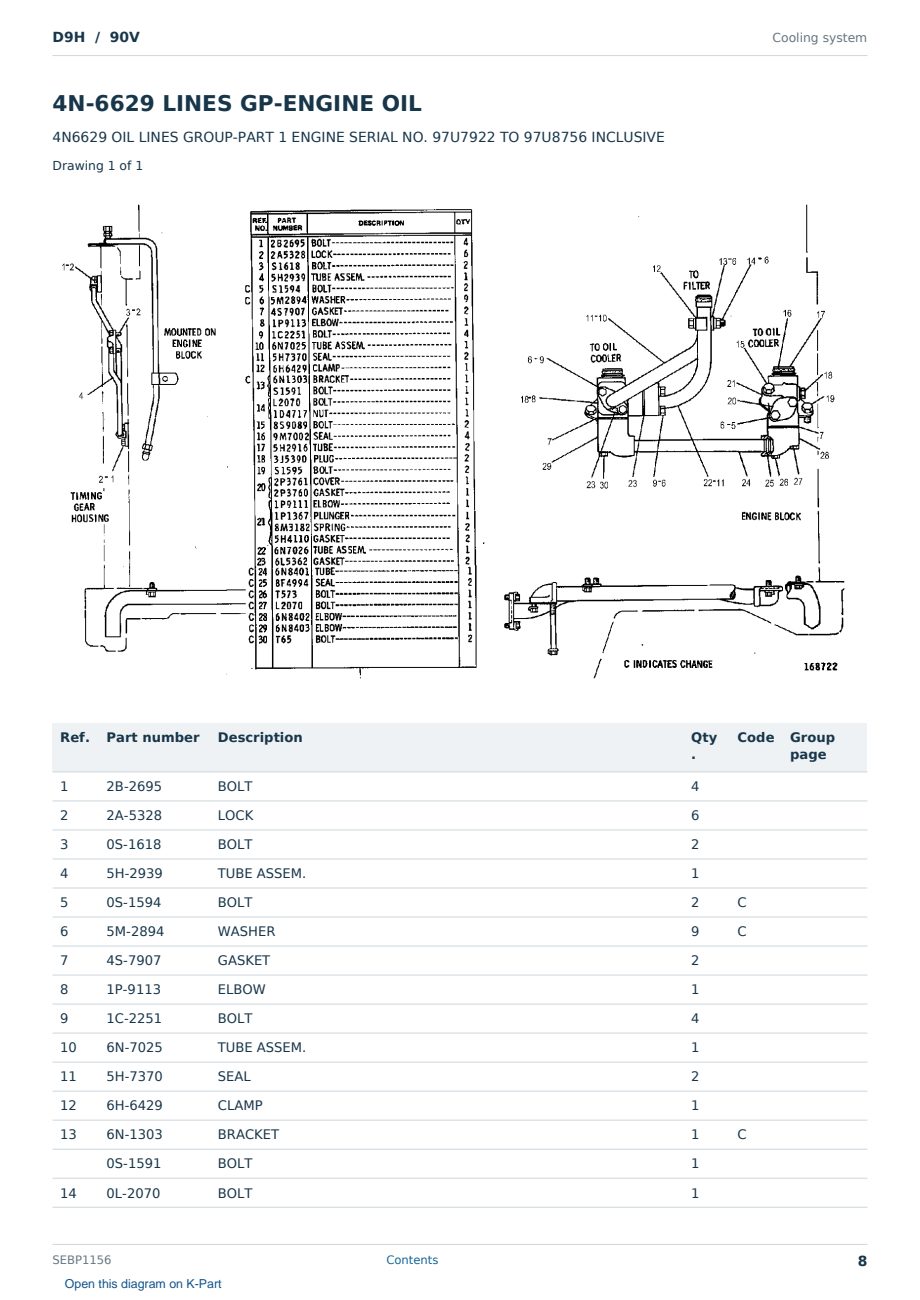 Caterpillar D9H S/N 90V Partsbook SEBP1156 (English) - sample page 8 of 10 Caterpillar D9H S/N 90V Partsbook SEBP1156 (English) - sample page 8 of 10