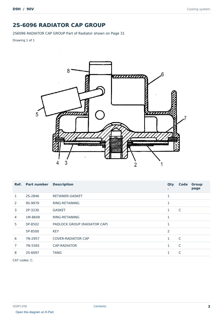 Caterpillar D9H S/N 90V Partsbook SEBP1206 (English) - sample page 3 of 10 Caterpillar D9H S/N 90V Partsbook SEBP1206 (English) - sample page 3 of 10